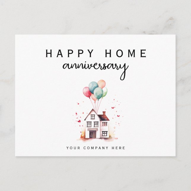 Postal Feliz Aniversario de Hogar Casa de Acuarela Inmobi (Anverso)