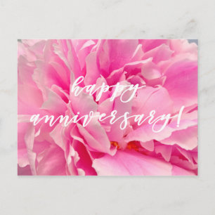 Postal ¡Feliz Aniversario! Elegantes Peonías Rosadas