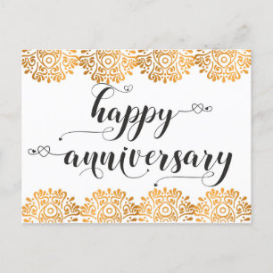 Postal Feliz Aniversario felicitaciones deseos oro amor