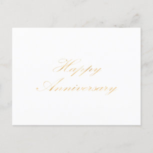 Postal Feliz Aniversario fuente dorada script blanco