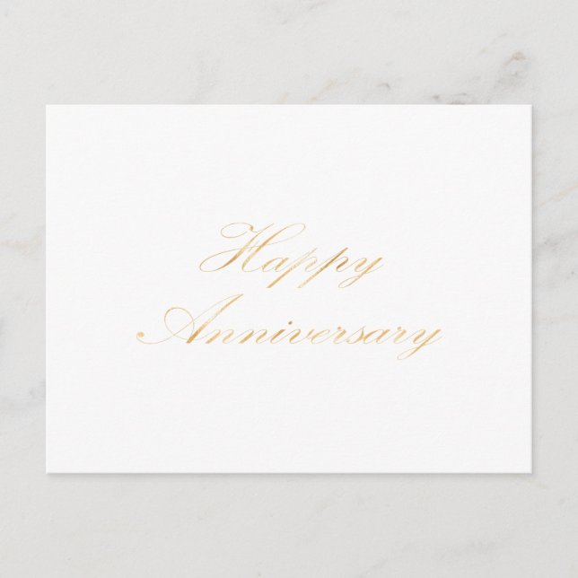 Postal Feliz Aniversario fuente dorada script blanco (Anverso)