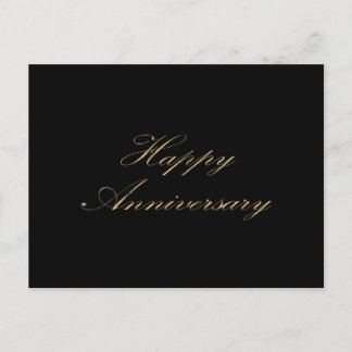 Postal Feliz Aniversario fuente dorada script negro