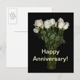 Postal Feliz Aniversario Rosas Blancas Fotografía Floral