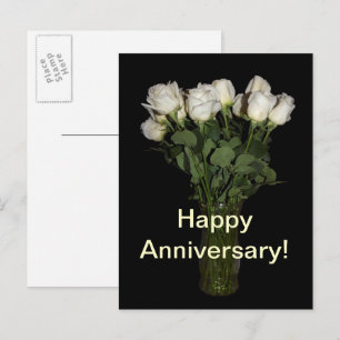 Postal Feliz Aniversario Rosas Blancas Fotografía Floral