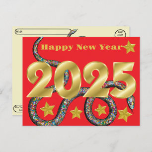 Postal Feliz año 2025 de la serpiente