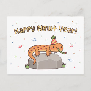 Postal Feliz Año de Newt, divertido saludo de Año Nuevo