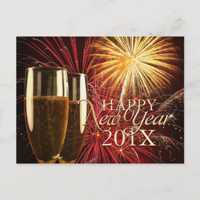 Postal feliz Año Nuevo 2014 para fuegos artificial (Anverso)