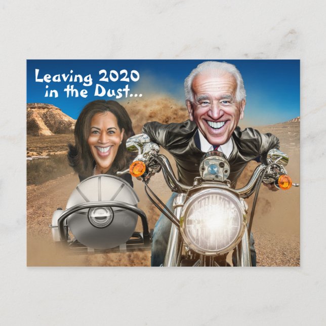 Postal Feliz Año Nuevo 2021, Biden & Harris Bikers (Anverso)