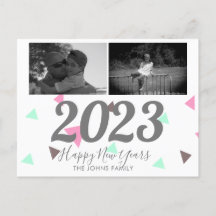 Feliz Año Nuevo 2023 Confeti Rosa Simple