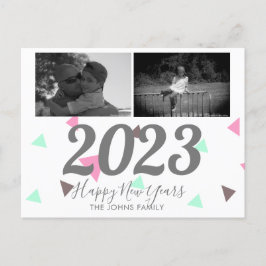Postal Feliz Año Nuevo 2023 Confeti Rosa Simple