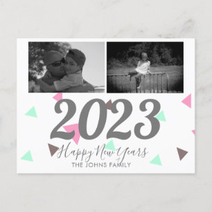 Postal Feliz Año Nuevo 2023 Confeti Rosa Simple