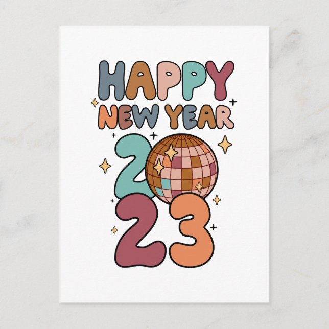 Postal Feliz Año Nuevo 2023 retro vintage (Anverso)