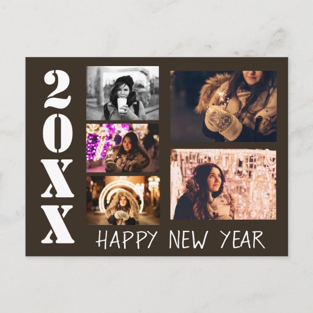 Postal Feliz Año Nuevo 2023 Saludos 5 Collage de fotos (Anverso)