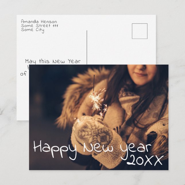 Postal Feliz Año Nuevo 2023 Script completo Foto (Anverso / Reverso)