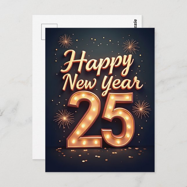 Postal Feliz Año Nuevo 2025 (Anverso / Reverso)