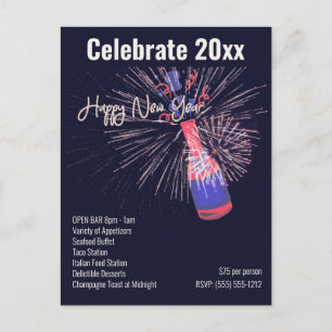 Postal Feliz Año Nuevo a la Personalizado de Champagne