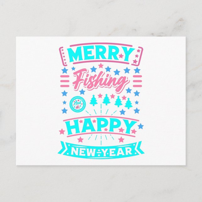 Postal Feliz Año Nuevo a los Navidades de la pesca de cer (Anverso)