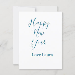 Postal Feliz año nuevo añádase nombre amor azul simple mí