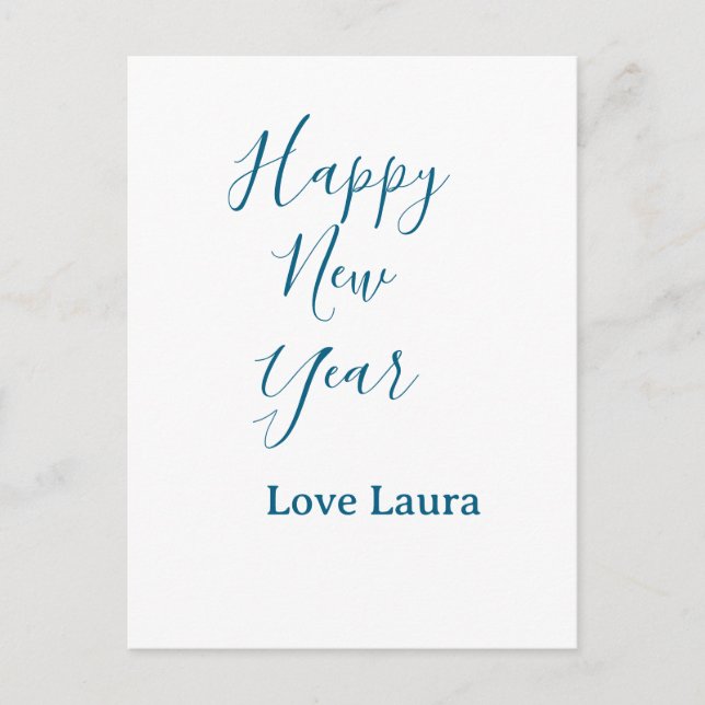 Postal Feliz año nuevo añádase nombre amor azul simple mí (Anverso)