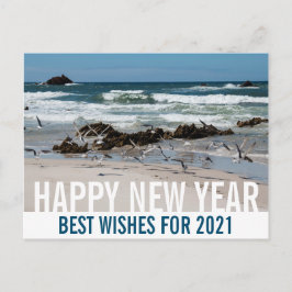 Postal Feliz Año Nuevo Australia Aves del paisaje playero