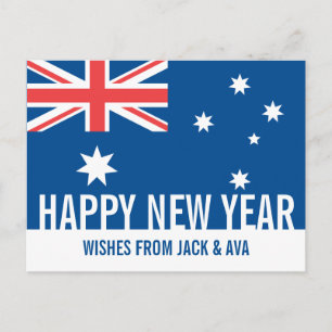 Postal Feliz Año Nuevo Australia Personalizado Bandera Au