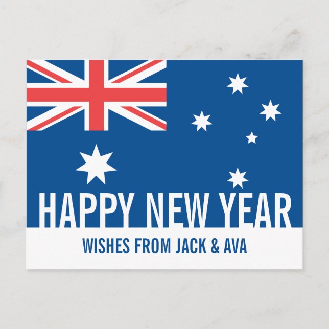 Postal Feliz Año Nuevo Australia Personalizado Bandera Au (Anverso)