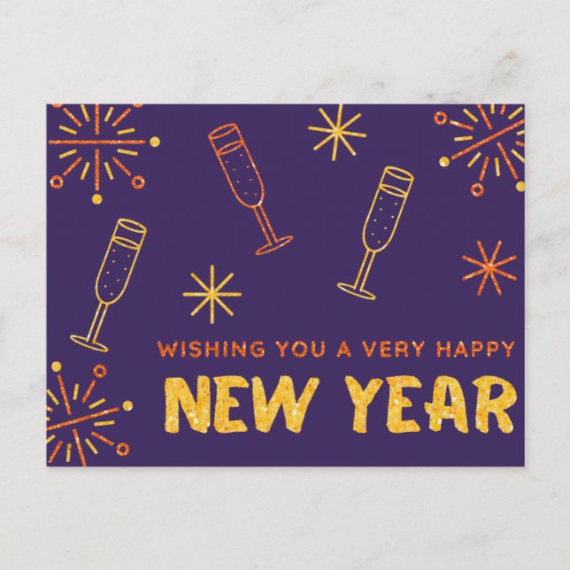 Postal Feliz Año Nuevo Brillo (Anverso)