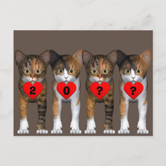 Postal Feliz Año Nuevo Calico Kitten (Anverso)