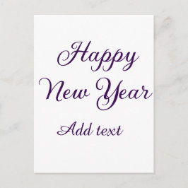 Postal Feliz año nuevo caligrafía morada simple minimalis