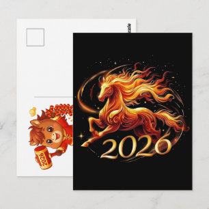 Postal Feliz año nuevo chino del Caballo 2026