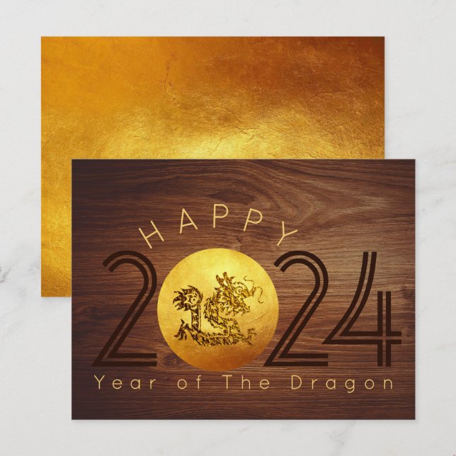 Postal Feliz Año Nuevo Chino Dragón de Madera 2024 PostC (Anverso / Reverso)