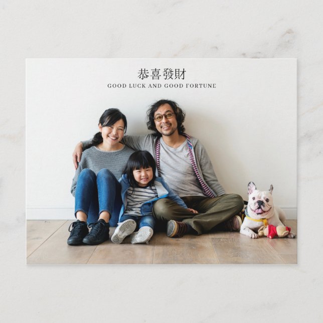 Postal Feliz Año Nuevo Chino | Foto familiar (Anverso)