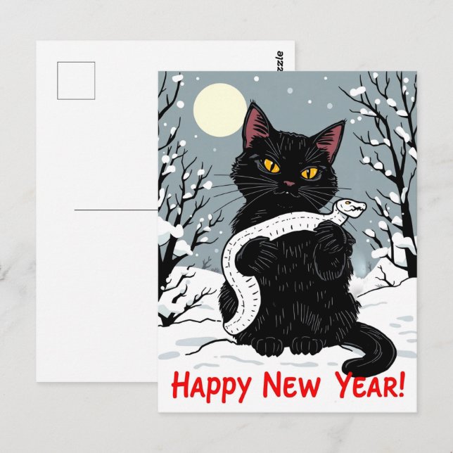 Postal Feliz Año Nuevo de la Serpiente (Anverso / Reverso)