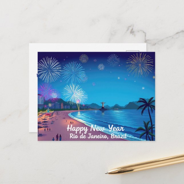 Postal Feliz Año Nuevo en Río de Janeiro (Anverso/Reverso In Situ)
