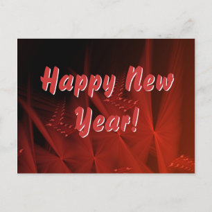 Postal Feliz Año Nuevo Gleem Rojo Resumen Arte Fractal