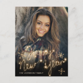 Postal Feliz Año Nuevo Guión de la Marcha de Oro Saludo F