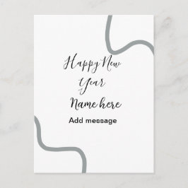 Postal Feliz año nuevo mensaje nombre gris simple vacacio
