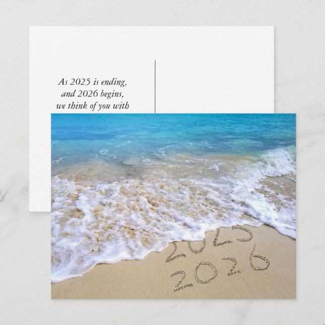 Postal Feliz Año Nuevo Playa (Anverso / Reverso)