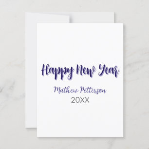Postal Feliz año nuevo púrpura añada de negro año simple