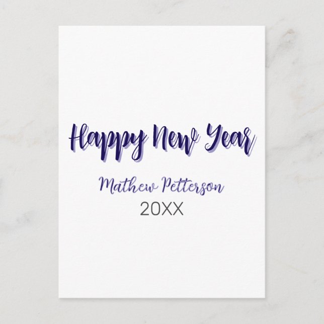 Postal Feliz año nuevo púrpura añada de negro año simple (Anverso)