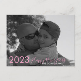 Postal Feliz año nuevo simple 2023 Escritura rosa Foto