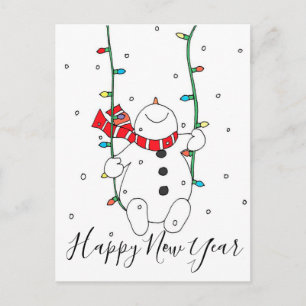 Postal Feliz Año Nuevo Snowman