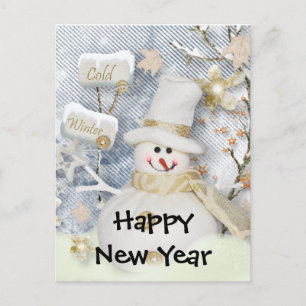Postal Feliz Año Nuevo Snowman