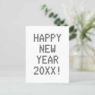 Postal Feliz Año Nuevo texto blanco negro personalizado m