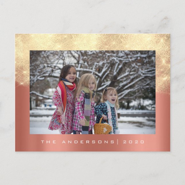 Postal Feliz Árbol de Navidad Año Feliz Año Coral Purpuri (Anverso)