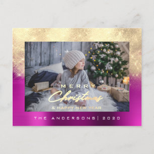 Postal Feliz Árbol de Navidad Año Feliz Año Metalizado Or