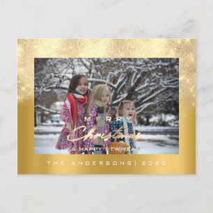 Postal Feliz Árbol de Navidad Año Feliz Año Metalizado Pu