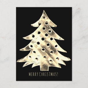 Postal Feliz Árbol de Navidad Elegante negro y oro