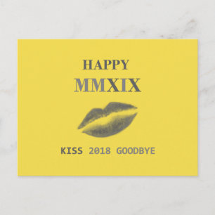 Postal Feliz beso de MMXIX despídete de 2018