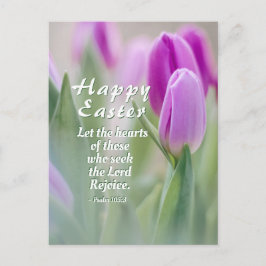 Postal Feliz Biblia de Pascua Verse Tulipanes Rosados